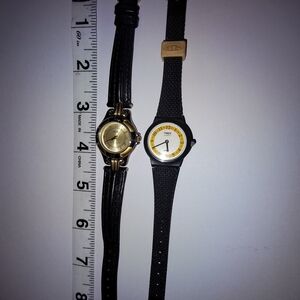 Time and Now BransGold and Yellow Dial Watches with Black Straps